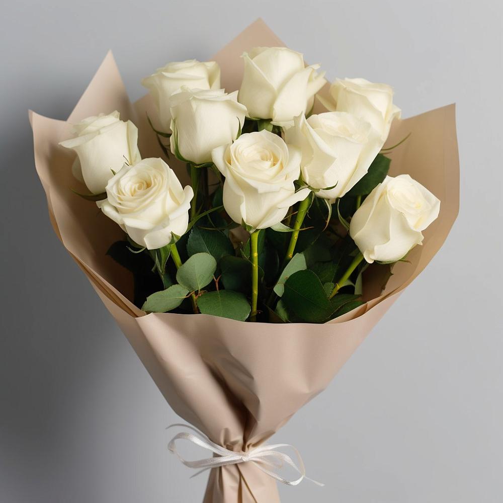 Букет 9 Белых роз Эдлесс Лав в Старая Ведуге