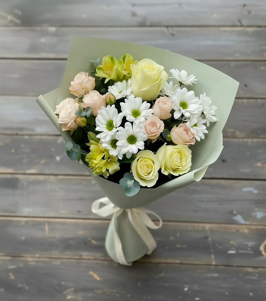 Букет цветов из: Альстромерии, Розы и Хризантемы в Старая Ведуге