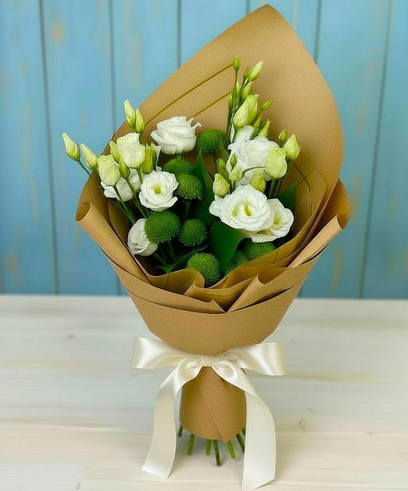 Букет цветов из: Хризантемы и Лизиантусы в Старая Ведуге