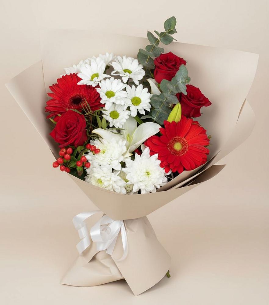 Букет цветов из: Розы, Хризантемы, Герберы и Лилии в Старая Ведуге