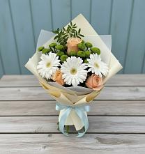 Букет цветов из:  Герберы, Розы и Хризантемы в Старая Ведуге
