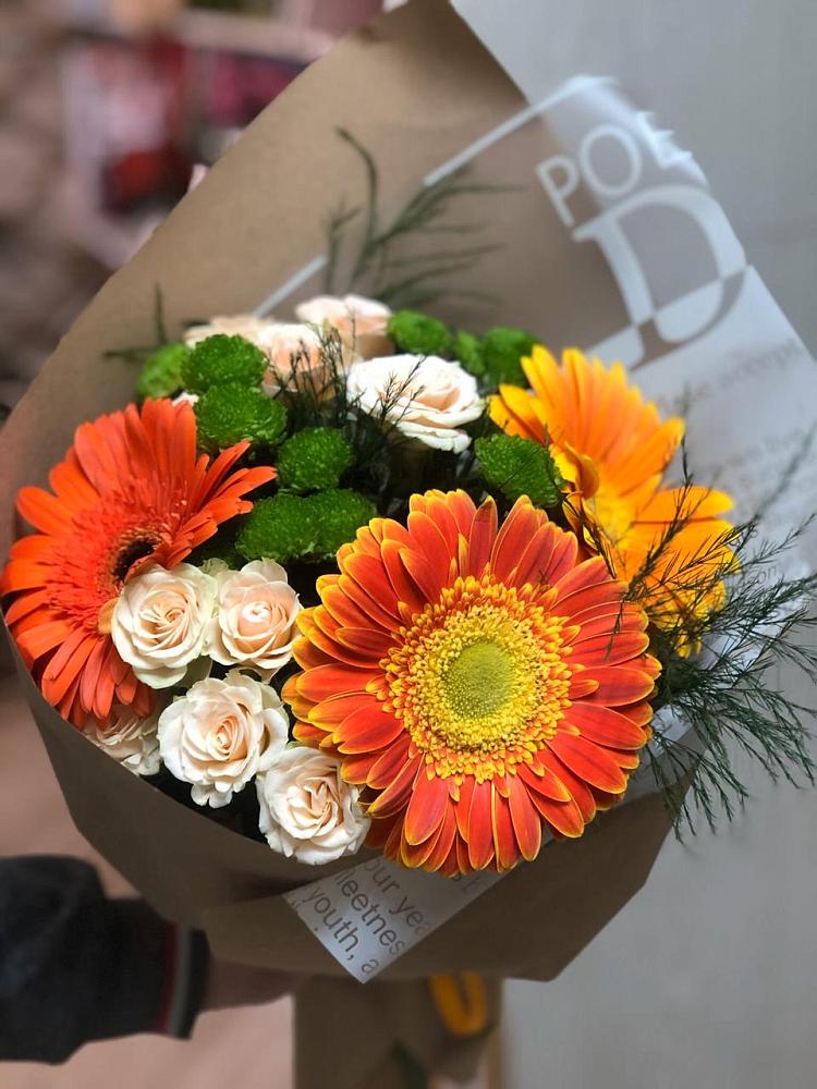 Букет цветов из: Герберы, Хризантемы и Розы в Старая Ведуге
